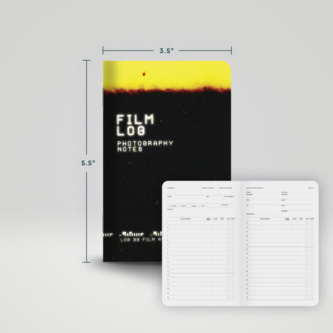 Film photography log with size and inside spread
