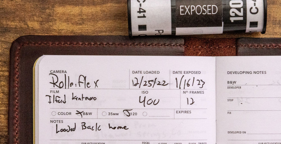Filling out the Film log with 120 film
