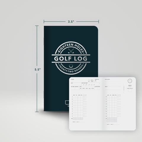 Pocket Golf Log with the size 3.5" x 5.5" and an inside spread.