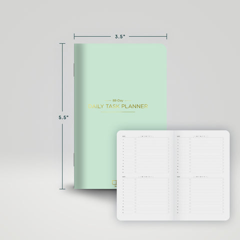 Daily task planner cover with the size and inside page spread